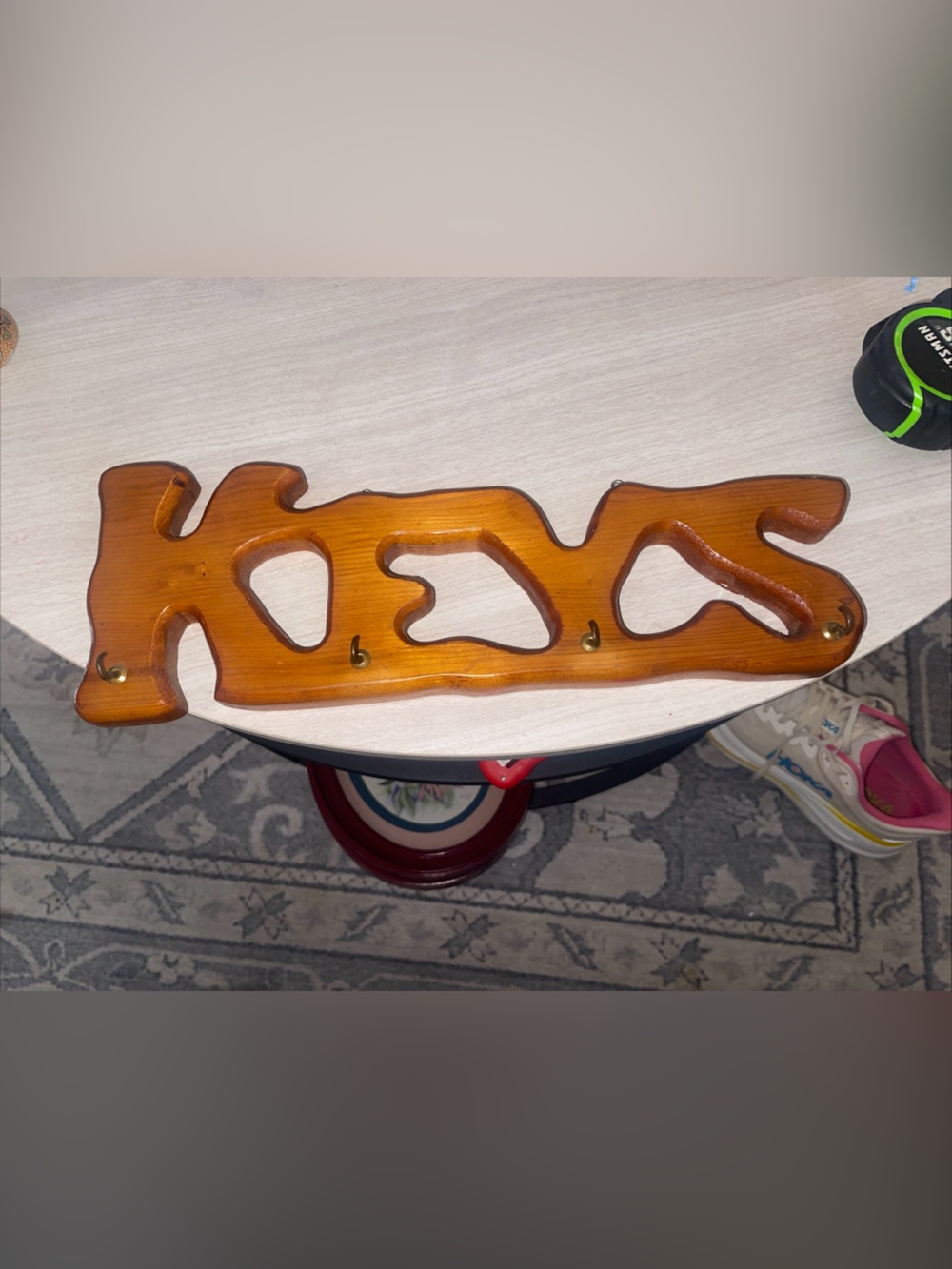 VTG Wood Keys Hooks Holder Hanger Rustic Entry Door Decor Cottage Granny Core